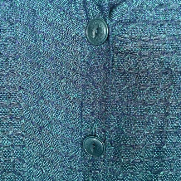 Flax 100% Linen Tunic Top Womens Size Large Teal Textured Boho Beachy Lagenlook - Picture 11 of 13